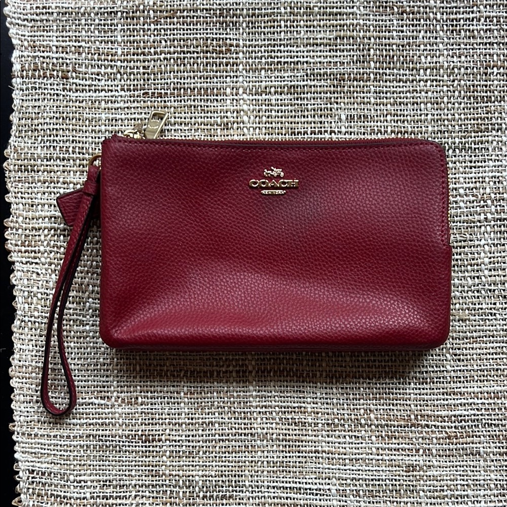 Coach Burgundy Leather Wristlet